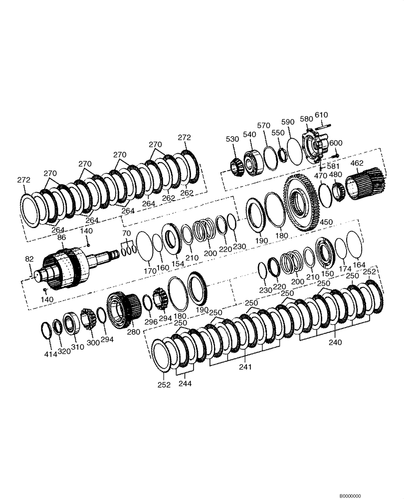 Схема запчастей Case 1221E - (06-08[01]) - TRANSMISSION - K2 / KR CLUTCH ASSY (11LH-01100) (7) (06) - POWER TRAIN