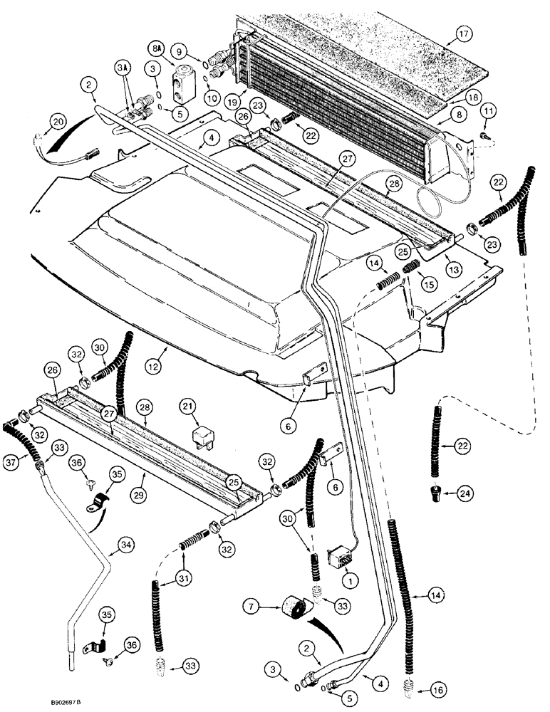 Схема запчастей Case 590 - (9-134) - CAB AIR CONDITIONER (09) - CHASSIS/ATTACHMENTS