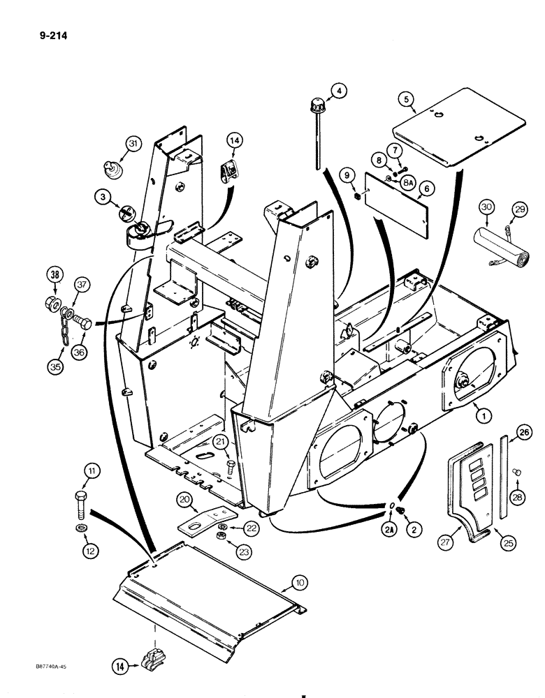 Схема запчастей Case 1818 - (9-214) - CHASSIS AND COVERS (09) - CHASSIS/ATTACHMENTS