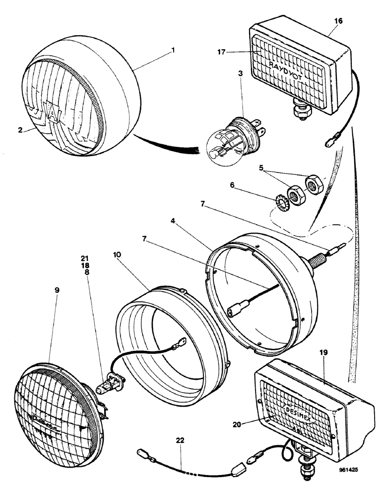 Схема запчастей Case 580G - (090) - TRACTOR LAMPS - HEAD LAMPS AND WORK LAMPS (04) - ELECTRICAL SYSTEMS