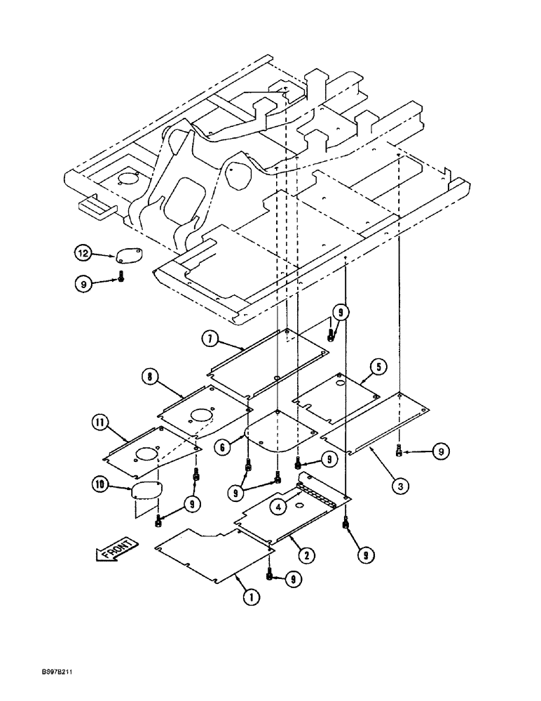 Схема запчастей Case 9045B - (9-010) - TURNTABLE ACCESS COVERS (09) - CHASSIS