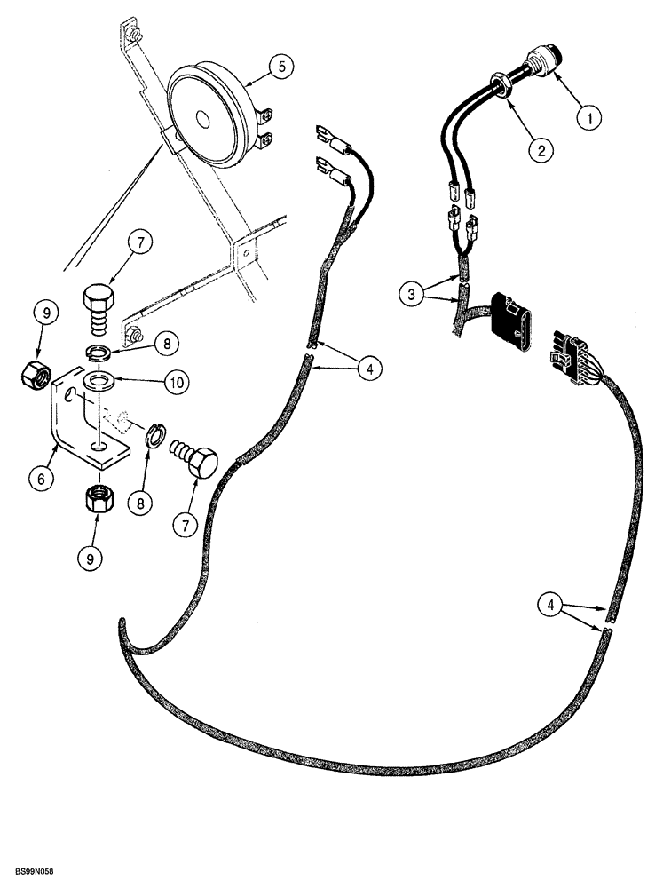 Схема запчастей Case 850G - (4-31C) - HORN (MODELS WITH ONE HORN) (06) - ELECTRICAL SYSTEMS