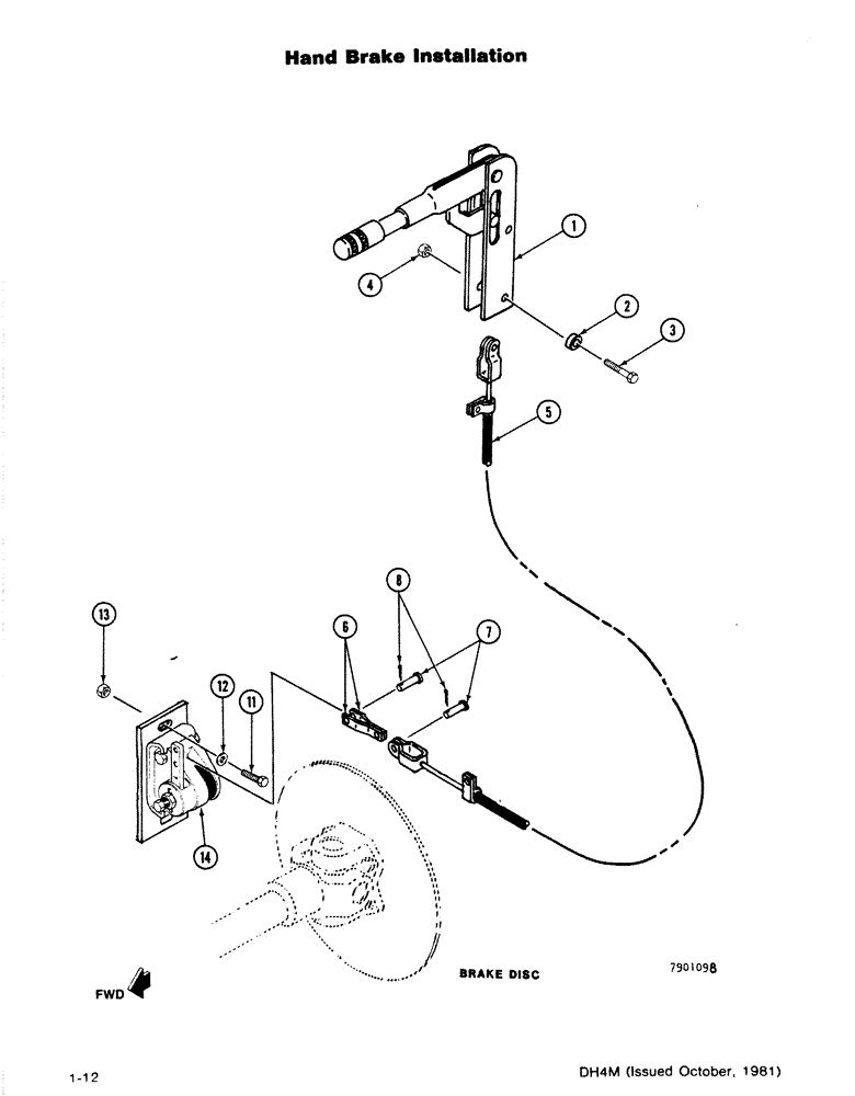 Схема запчастей Case DH4B - (1-12) - HAND BRAKE INSTALLATION (33) - BRAKES & CONTROLS