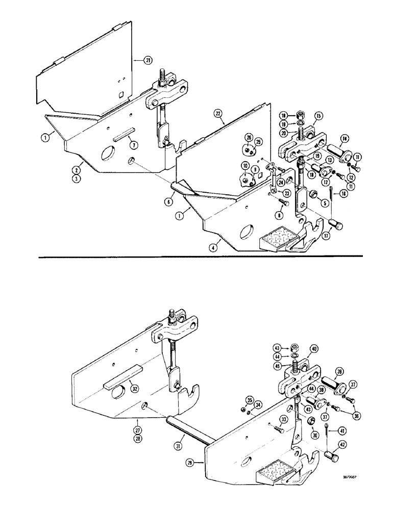 Схема запчастей Case 34 - (006) - BACKHOE MOUNTING PARTS, USED ON W7 SERIES LOADERS ONLY, USED ON W9 & W10 SERIES LOADERS ONLY 