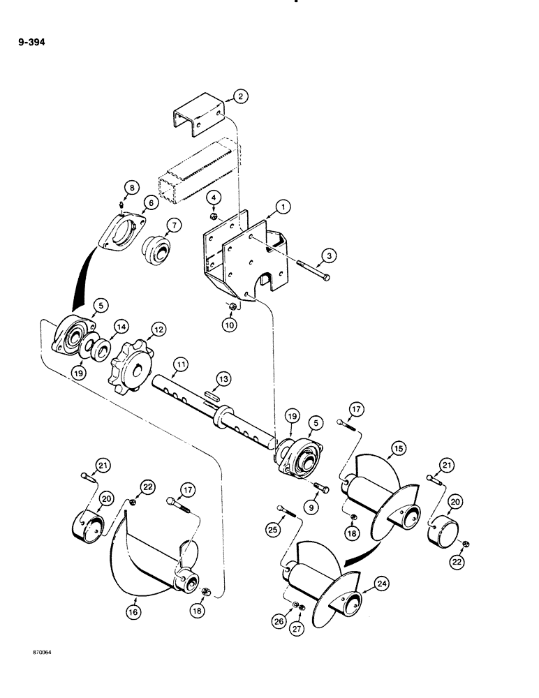 Схема запчастей Case DH4B - (9-394) - AUGER (09) - CHASSIS/ATTACHMENTS