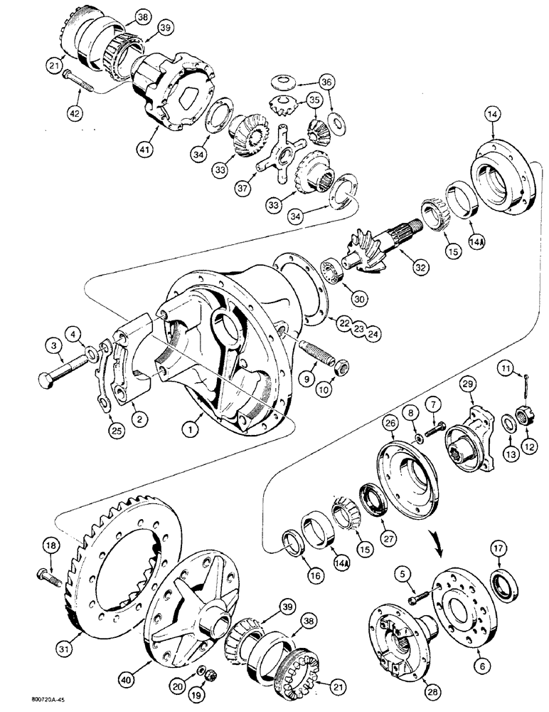 Схема запчастей Case W36 - (6-304) - GKN L79467 FRONT AXLE AND L79468 REAR AXLE, DIFFERENTIAL (06) - POWER TRAIN