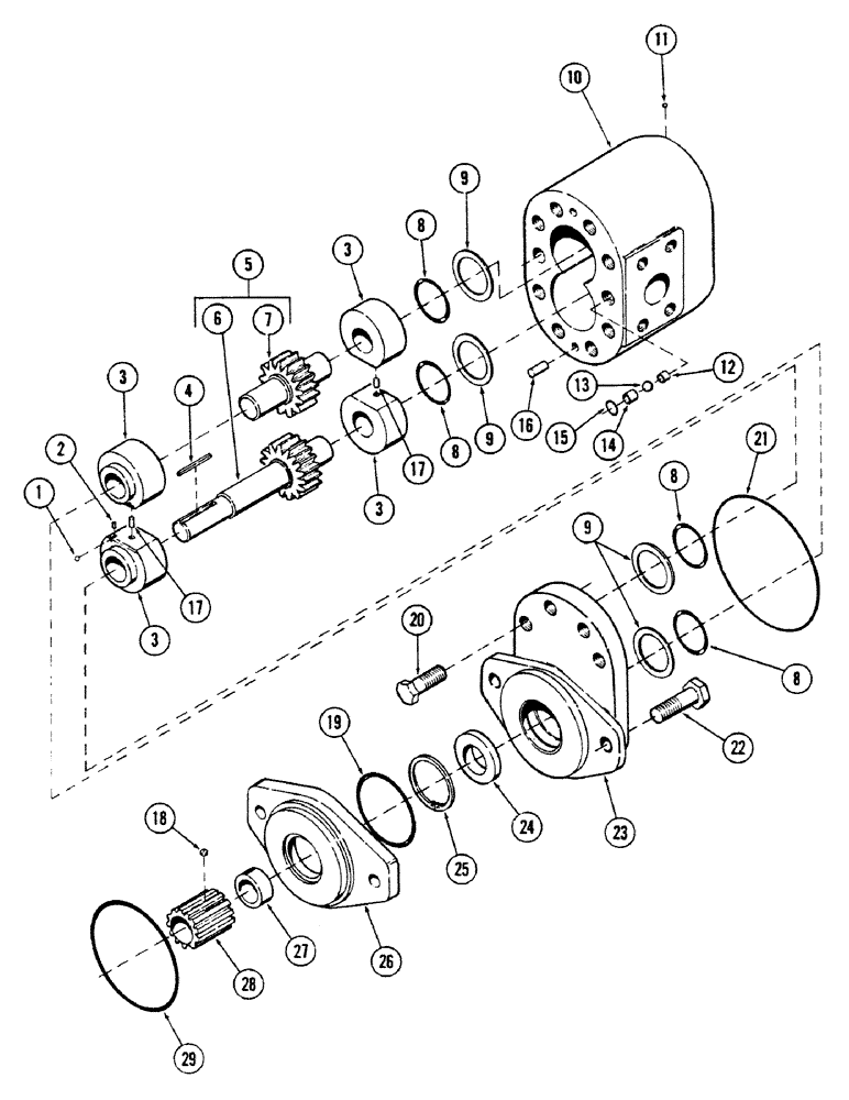 Схема запчастей Case 40BLC - (336) - MOTOR AND PUMP ASSEMBLY, (USED WITH ROTARY CUTTER) (07) - HYDRAULIC SYSTEM
