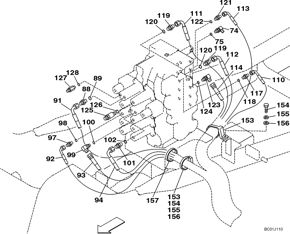 Схема запчастей Case CX290 - (08-33) - HYDRAULICS - PILOT CONTROL LINES (08) - HYDRAULICS