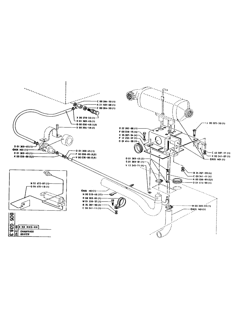 Схема запчастей Case 220 - (B-024) - HEATER (12) - Chassis/Attachments