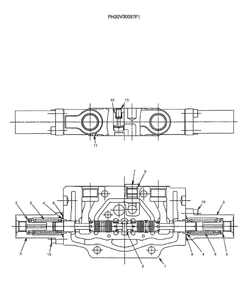Схема запчастей Case CX50B - (07-008) - VALVE ASSY, CONTROL (TRAVEL RIGHT) (PH30V00057F1) ELECTRICAL AND HYDRAULIC COMPONENTS