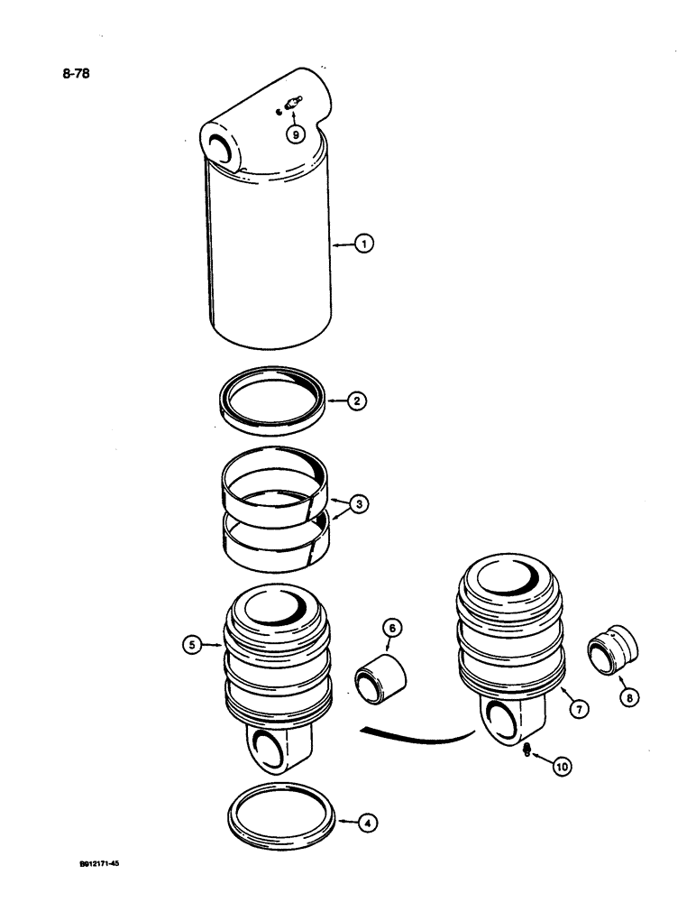Схема запчастей Case 1187C - (8-78) - LEVELER CYLINDER (08) - HYDRAULICS