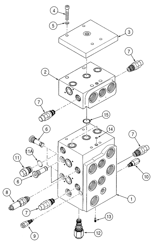Схема запчастей Case 621D - (08-17) - VALVE ASSY - LOADER CONTROL, THREE SPOOL, Z-BAR LOADER (08) - HYDRAULICS
