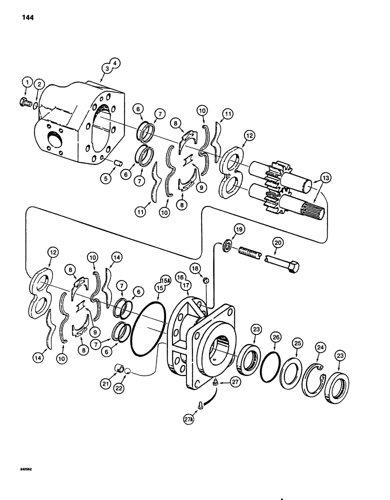 Схема запчастей Case 1080 - (144) - TRACK DRIVE HYDRAULIC MOTOR, SINGLE SPEED (48) - TRACKS & TRACK SUSPENSION