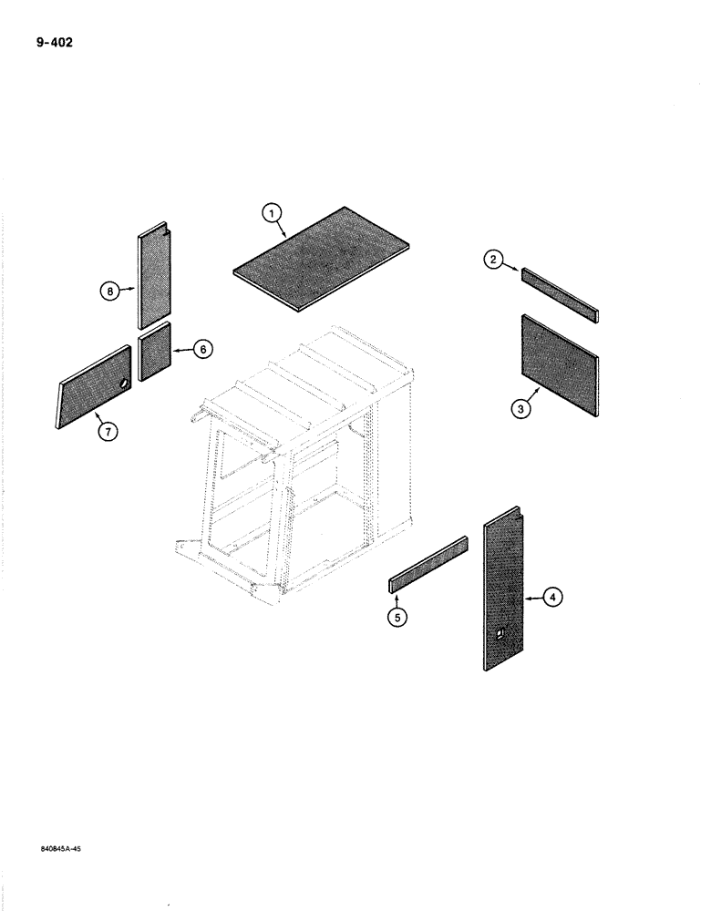 Схема запчастей Case 1187B - (9-402) - LOGGER CAB INSULATION (09) - CHASSIS