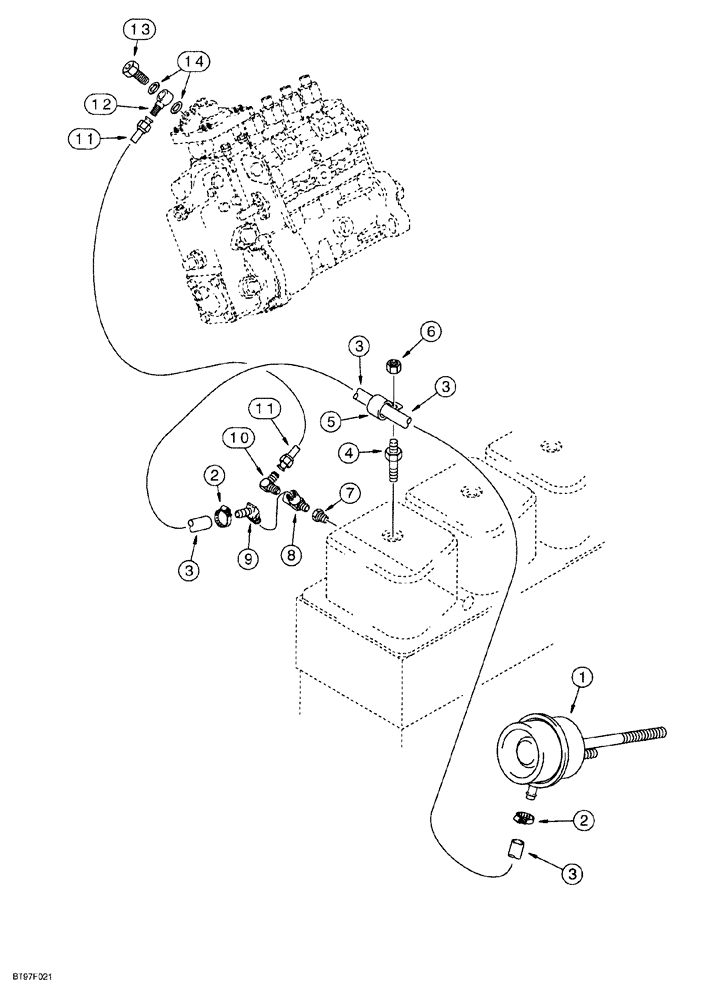 Схема запчастей Case 580SL - (3-014) - ANEROID AND WASTEGATE SYSTEM, 4T-390 EMISSIONS CERTIFIED ENGINE (03) - FUEL SYSTEM
