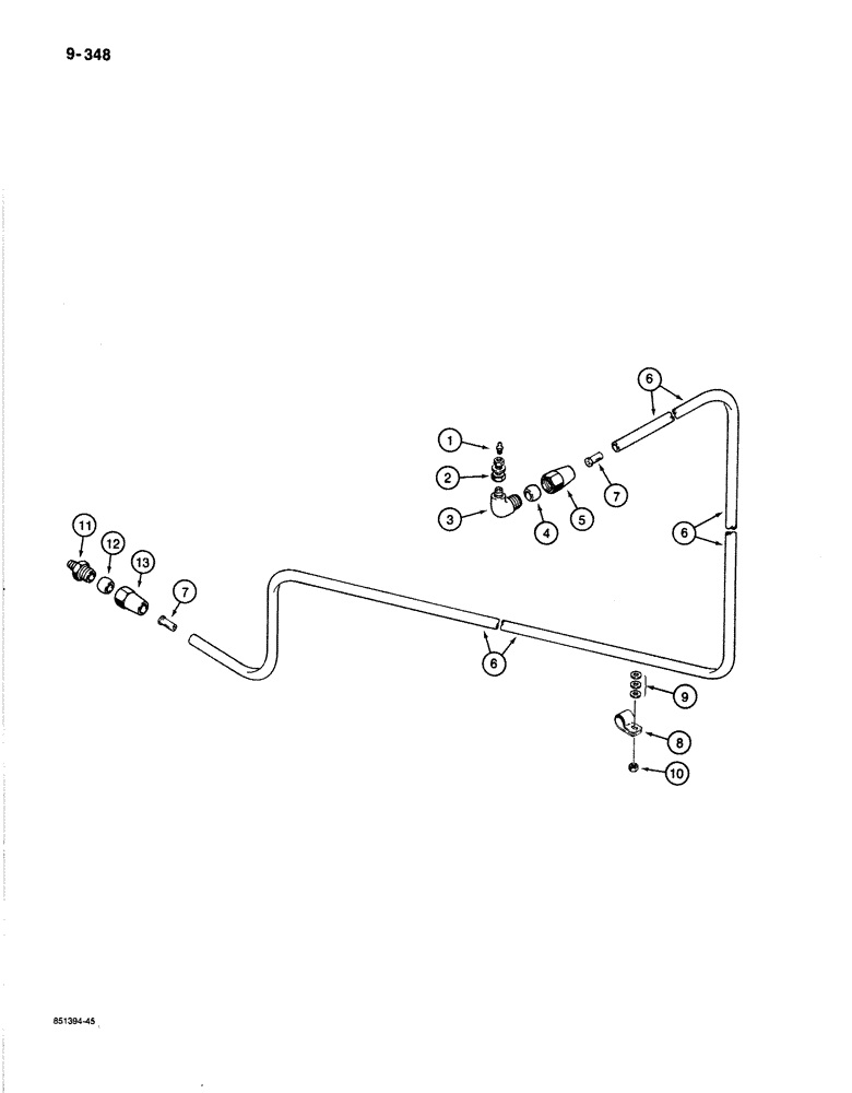 Схема запчастей Case 1187B - (9-348) - TURNTABLE BEARING LUBRICATION LINE (09) - CHASSIS