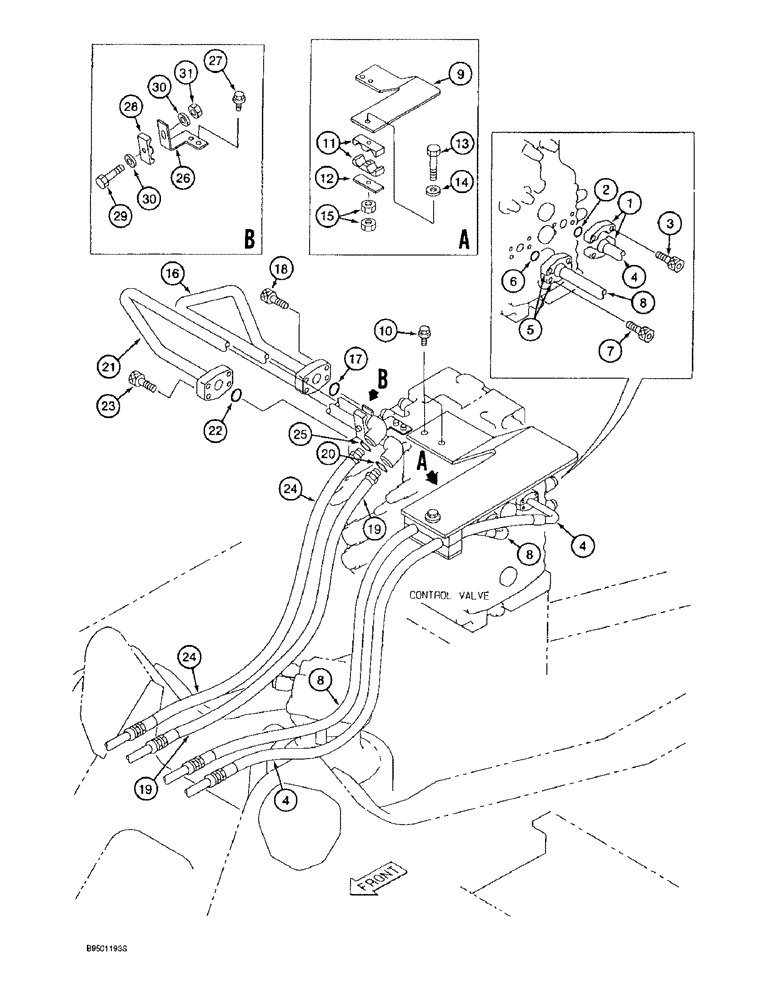 Схема запчастей Case 9020B - (8-060) - ARM AND BUCKET SUPPLY LINES (08) - HYDRAULICS