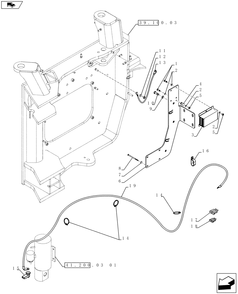 Схема запчастей Case 921F - (41.200.03[02]) - STEERING AUXILIARY, ELECTRICAL (41) - STEERING