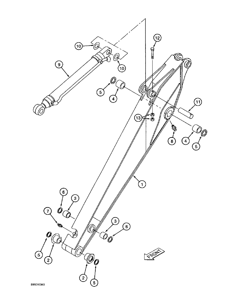 Схема запчастей Case 9020B - (9-090) - SHORT ARM AND CYLINDER, 2.7 M (8 FT 10 IN) ARM (09) - CHASSIS