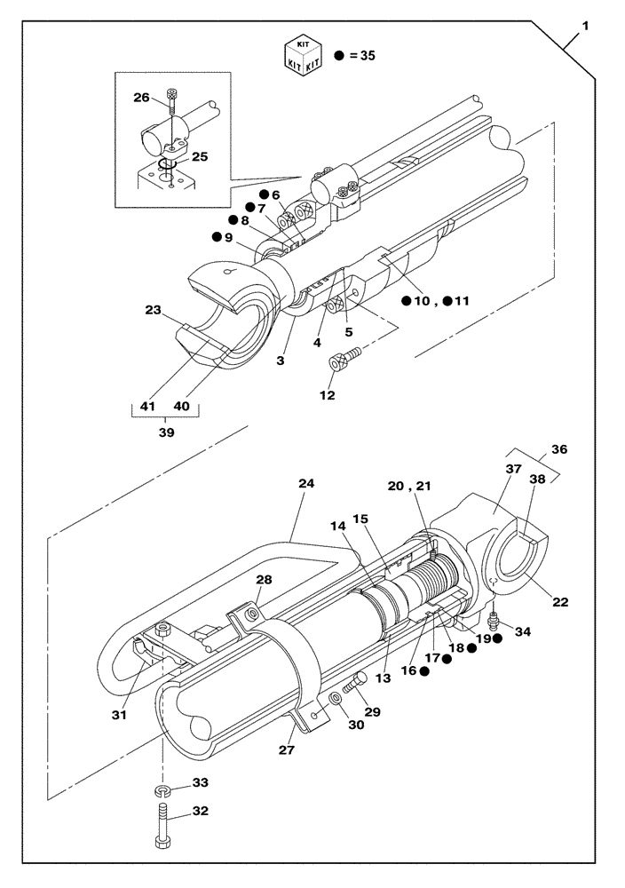 Схема запчастей Case CX300C - (08-301-01[01]) - BOOM CYLINDER - LEFT - WITH SAFETY VALVE (08) - HYDRAULICS
