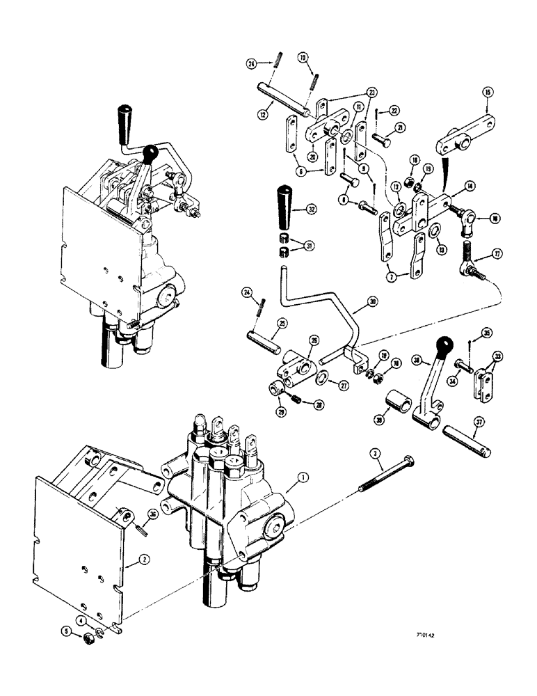 Схема запчастей Case 350 - (332) - EQUIPMENT CONTROL VALVES AND LEVERS, TWO LEVERS - THREE SPOOLS (07) - HYDRAULIC SYSTEM
