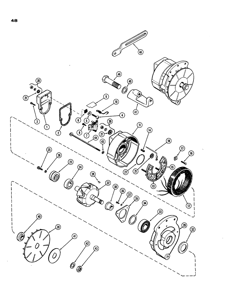 Схема запчастей Case 850 - (048) - ALTERNATOR, (301) DIESEL ENGINE (06) - ELECTRICAL SYSTEMS