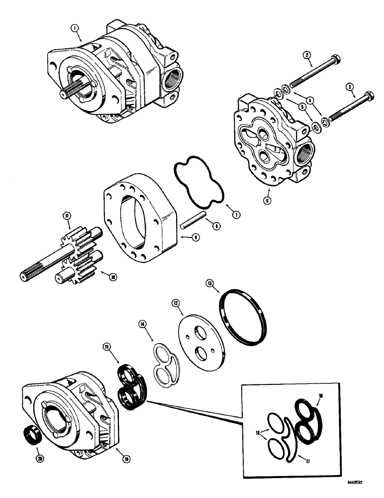 Схема запчастей Case 26B - (082) - D39525 LOADER BACKHOE PUMP 