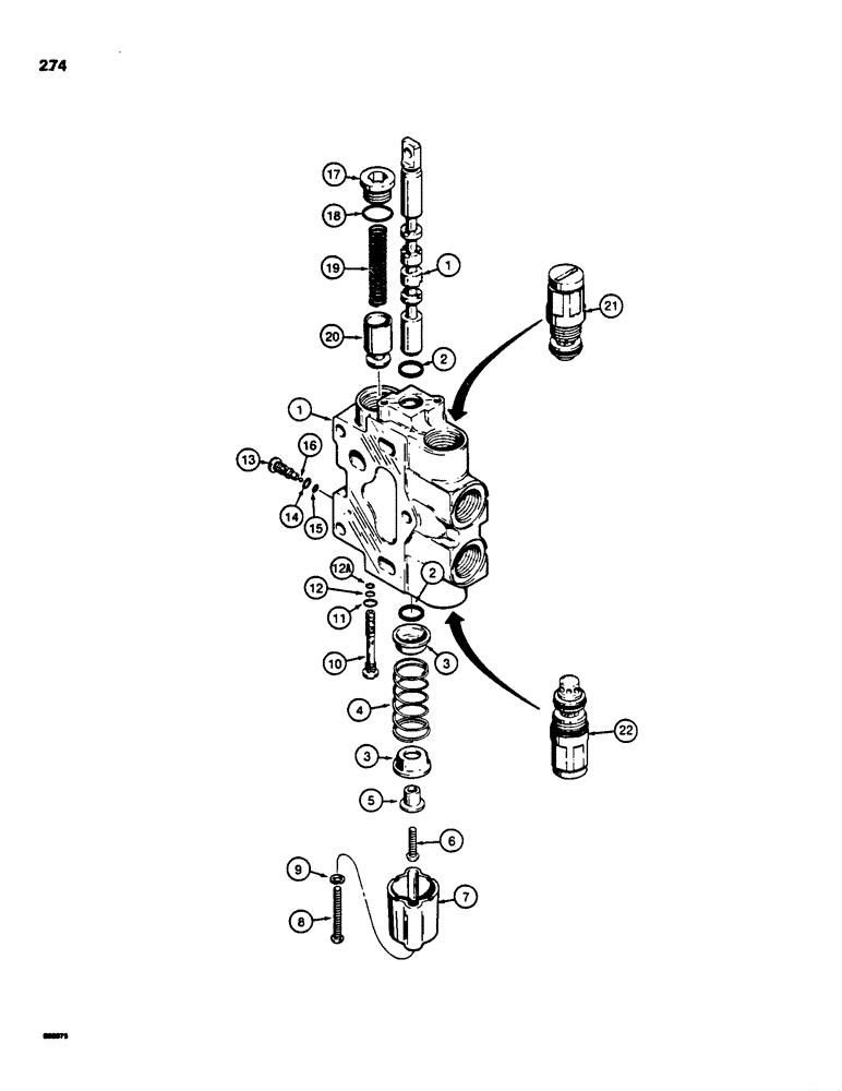 Схема запчастей Case 850C - (274) - D87078 AND D88766 AUXILIARY SECTIONS, RIPPER, CLAM BUCKET, OR DUAL PULL BEHIND (07) - HYDRAULIC SYSTEM