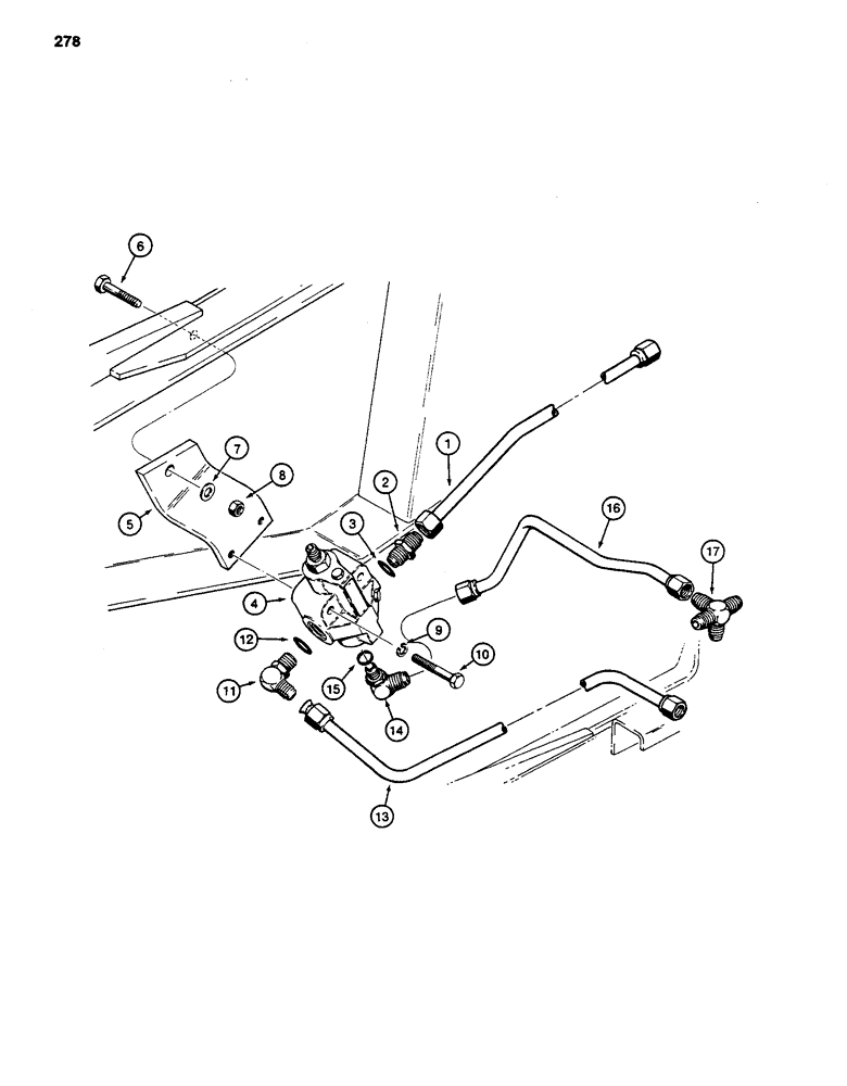 Схема запчастей Case 480LL - (278) - PTO RELIEF VALVE AND LINES, USED WITH PTO AND TWO-LEVER LOADER CONTROL (35) - HYDRAULIC SYSTEMS