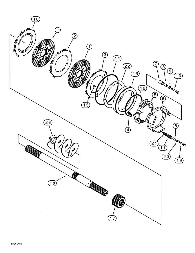 Схема запчастей Case 580L - (7-003A) - 114367A4 OR 114367A5 REAR DRIVE AXLE, DIFFERENTIAL BRAKE (07) - BRAKES
