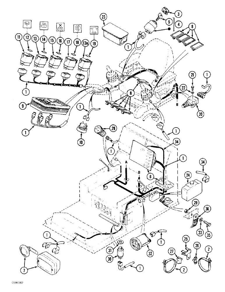 Схема запчастей Case 688BCK - (4-04) - ELECTRICAL CIRCUIT - OPERATORS COMPARTMENT, 688B CK (120301- (06) - ELECTRICAL SYSTEMS