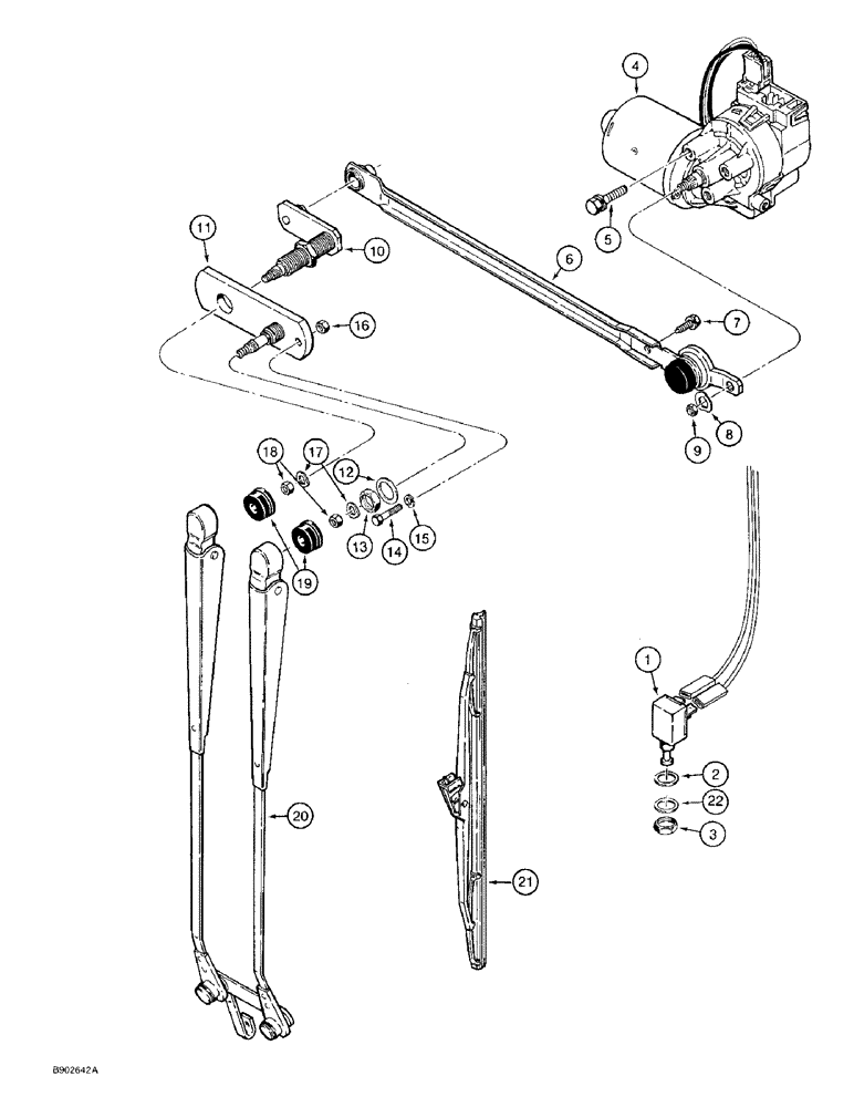 Схема запчастей Case 590 - (9-122) - CAB REAR WINDSHIELD WIPER (09) - CHASSIS/ATTACHMENTS