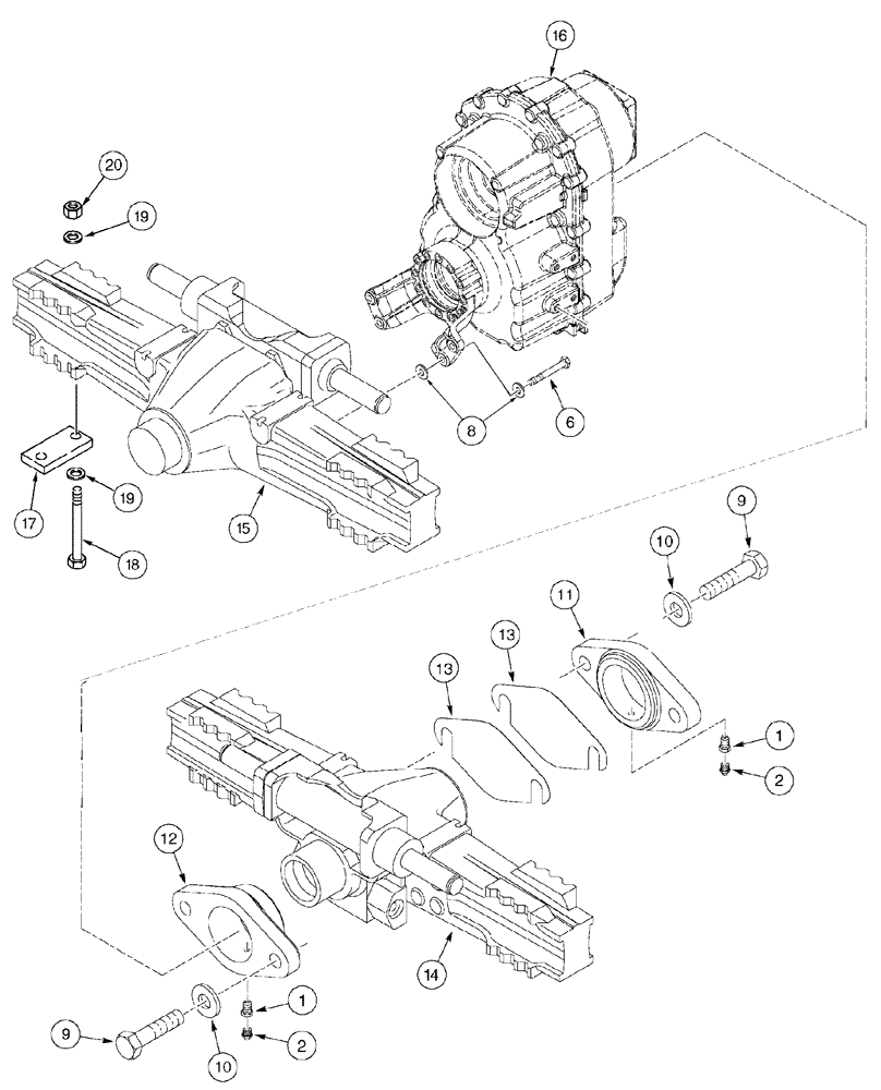 Схема запчастей Case 960 - (06-10) - MOUNTING AXLE AND TRANSMISSION (06) - POWER TRAIN
