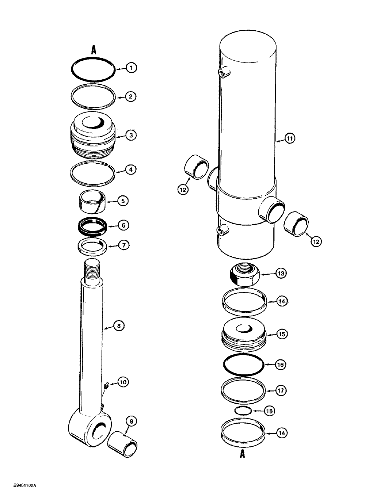 Схема запчастей Case 860 - (8-086) - TRENCHER BOOM LIFT CYLINDER ASSEMBLY - H672822 (08) - HYDRAULICS