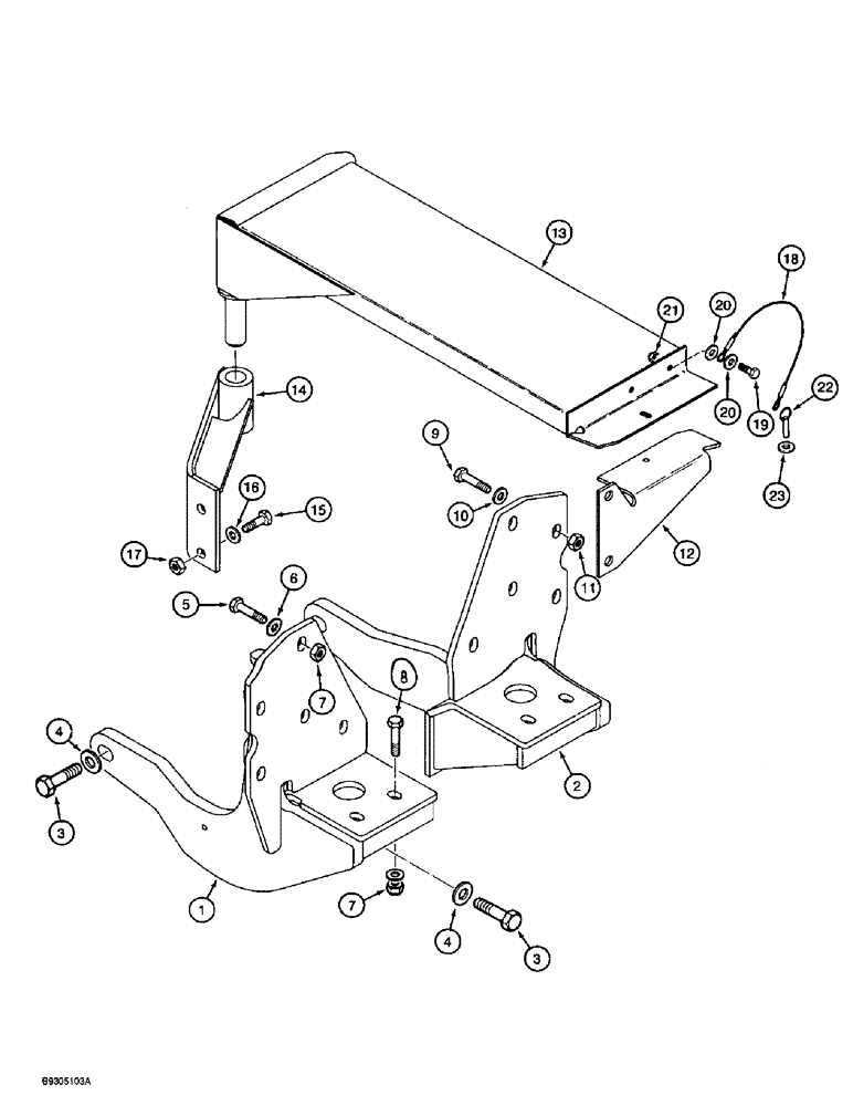 Схема запчастей Case 560 - (9-012) - BACKHOE TO CHASSIS MOUNTING BRACKETS AND WALKWAY, D125 BACKHOE (09) - CHASSIS/ATTACHMENTS