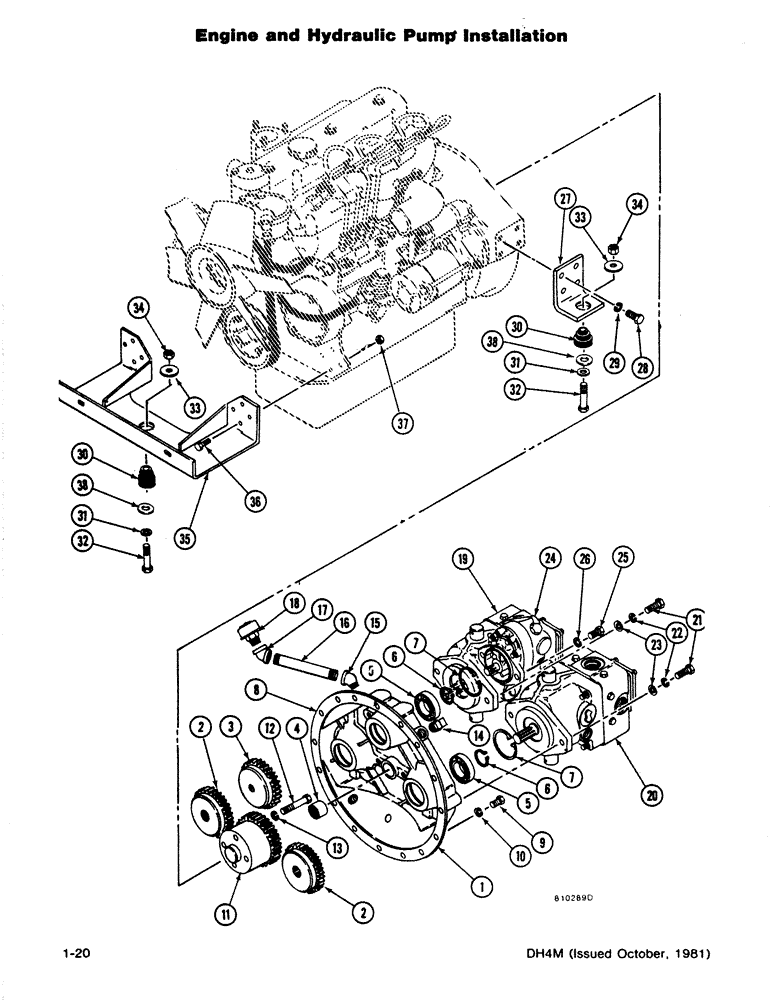 Схема запчастей Case DH4 - (1-20) - ENGINE AND HYDRAULIC PUMP INSTALLATION (10) - ENGINE