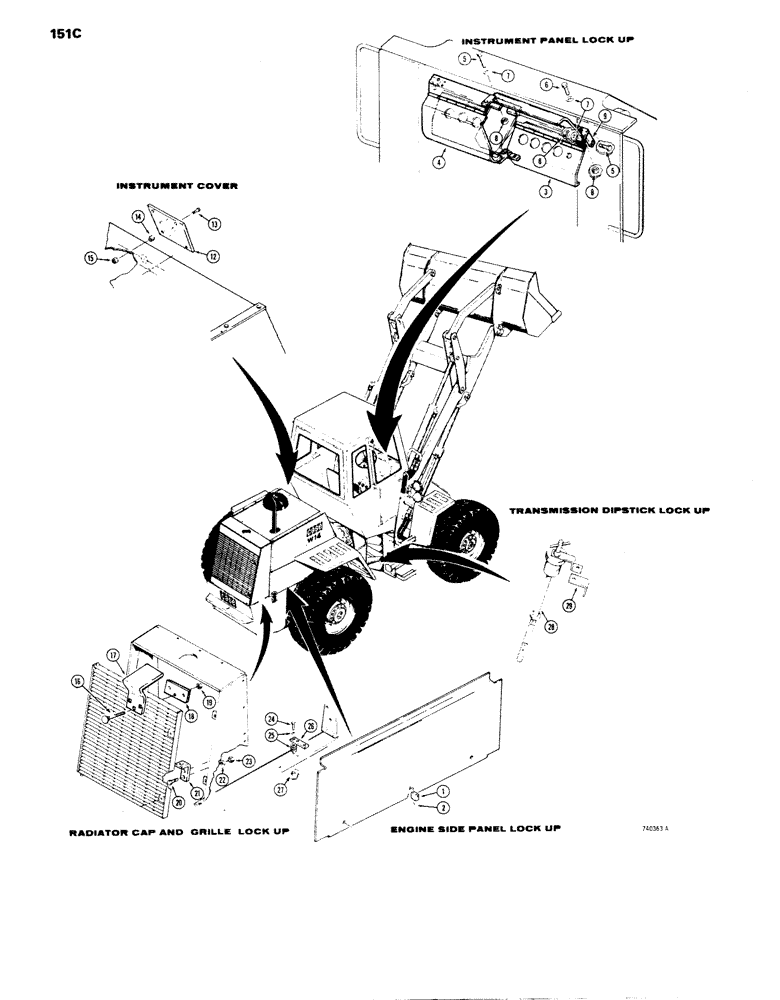 Схема запчастей Case W14 - (151C) - LOCKUP PARTS, MODELS WITHOUT BACKHOE, PADLOCKS AND KEYS (09) - CHASSIS
