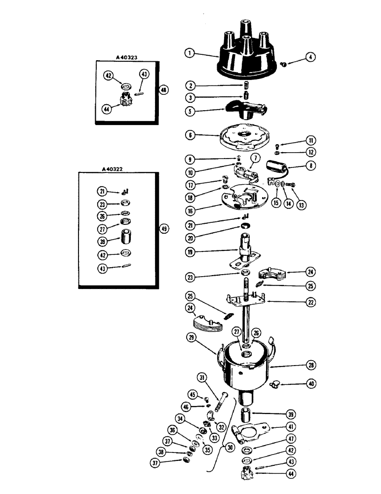 Схема запчастей Case W5A - (102) - A30358 DISTRIBUTOR, (188) SPARK IGNITION ENGINE, USED W/ GENERATOR ELECTRICAL SYSTEM (04) - ELECTRICAL SYSTEMS