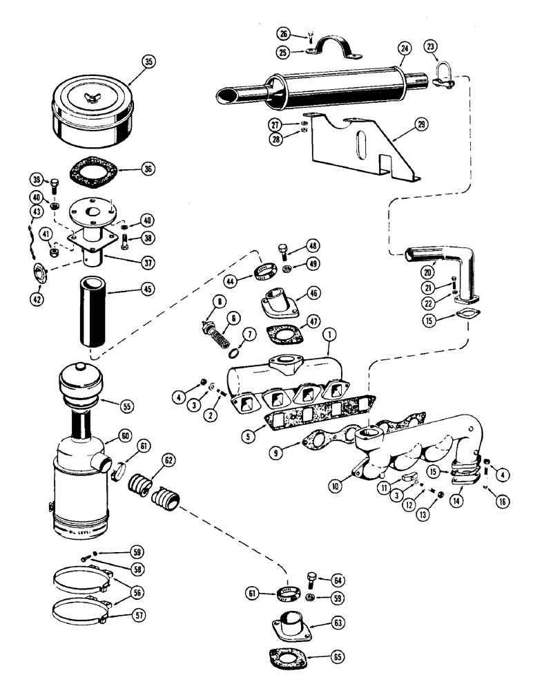 Схема запчастей Case W5A - (006) - MANIFOLD AND MUFFLER, (188) DIESEL ENGINE (02) - ENGINE