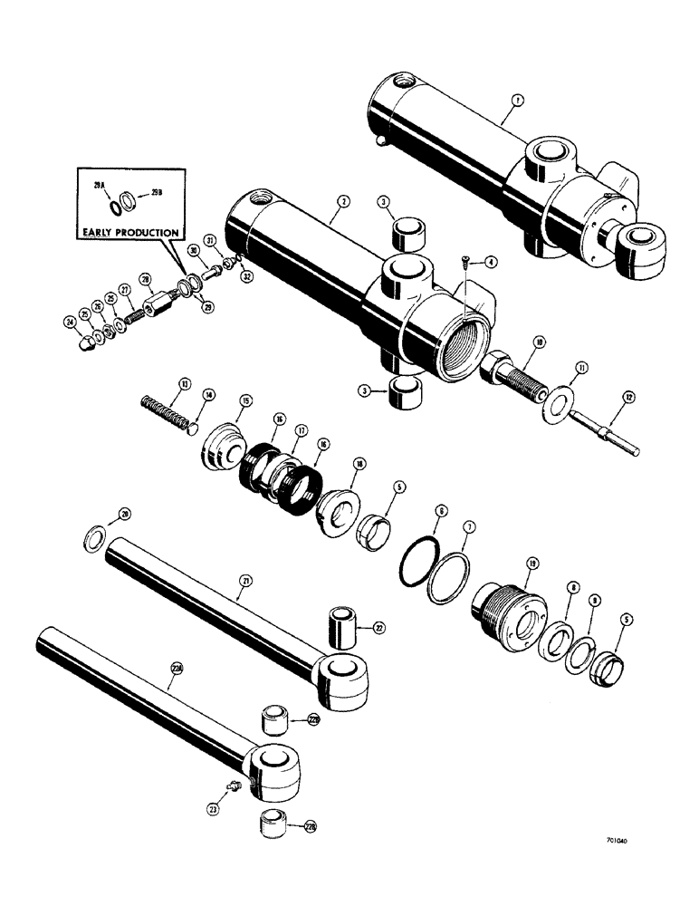 Схема запчастей Case 33S - (300) - BACKHOE SWING CYLINDERS, CYLINDER WITH FLAT SNAP-IN TYPE OUTER ROD WIPER 