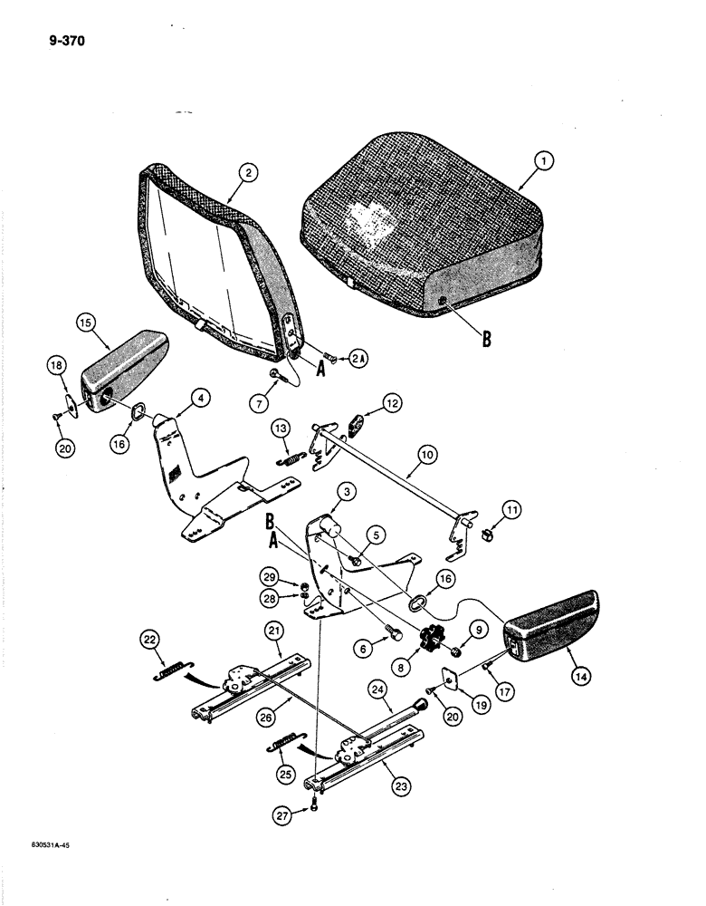 Схема запчастей Case 1187B - (9-370) - SEAT ASSEMBLY (09) - CHASSIS