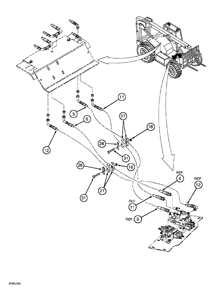Схема запчастей Case 689G - (08-14) - BOOM CYLINDER HYDRAULICS, CONTROL VALVE TO SHEET METAL (08) - HYDRAULICS