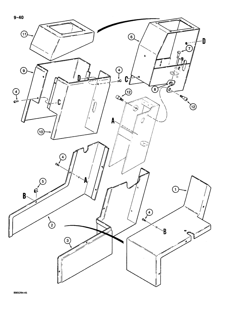 Схема запчастей Case 1085C - (9-040) - LEFT-HAND TILT CONSOLE (09) - CHASSIS/ATTACHMENTS