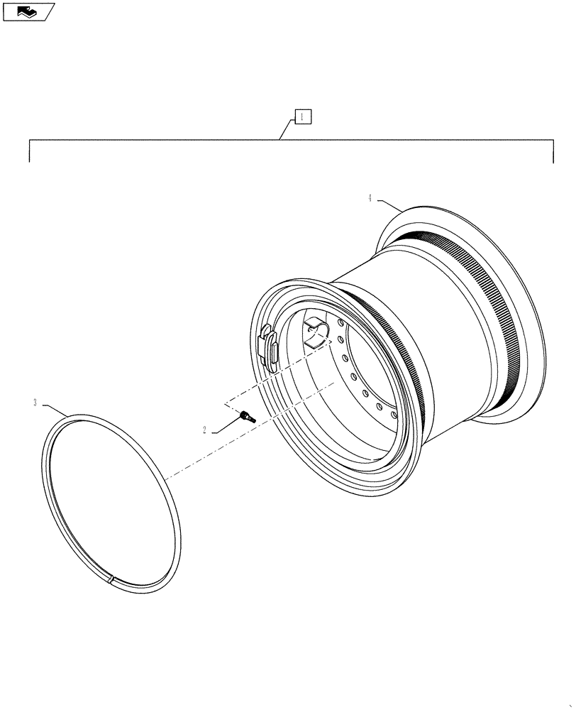 Схема запчастей Case 821F - (44.100.01) - WHEELS ASSEMBLY 821F (44) - WHEELS