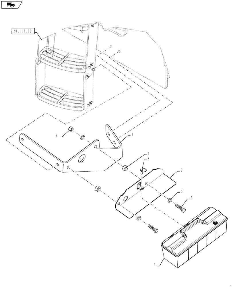 Схема запчастей Case 1121F - (88.100.04) - TOOL BOX INSTALLATION (88) - ACCESSORIES
