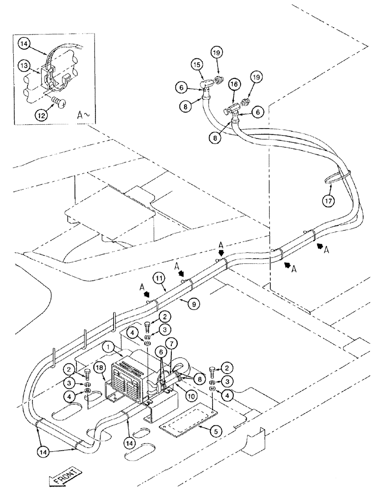 Схема запчастей Case 9050B - (9-058) - HEATER AND HOSES, P.I.N. EAC0501122 THRU EAC0501181 (09) - CHASSIS/ATTACHMENTS