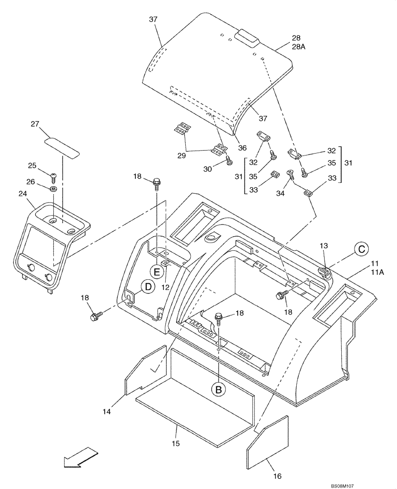 Схема запчастей Case CX130 - (09-17) - CONSOLE, CONTROL - OPERATORS COMPARTMENT (09) - CHASSIS