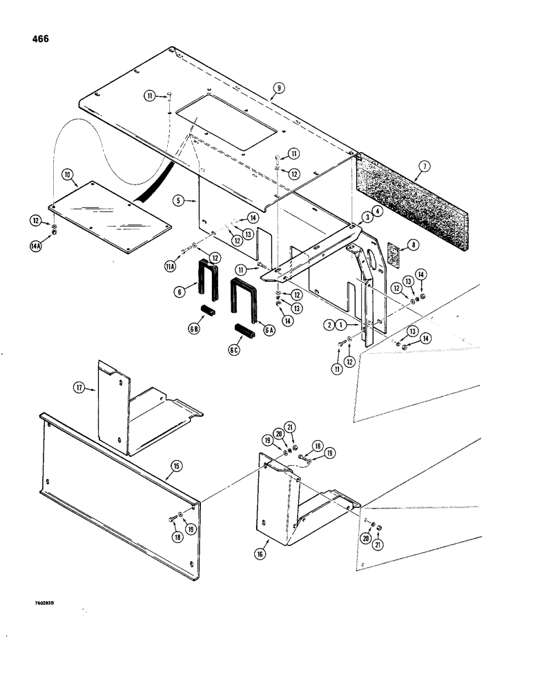 Схема запчастей Case 480C - (466) - REAR CLOSURE PANELS (90) - PLATFORM, CAB, BODYWORK AND DECALS