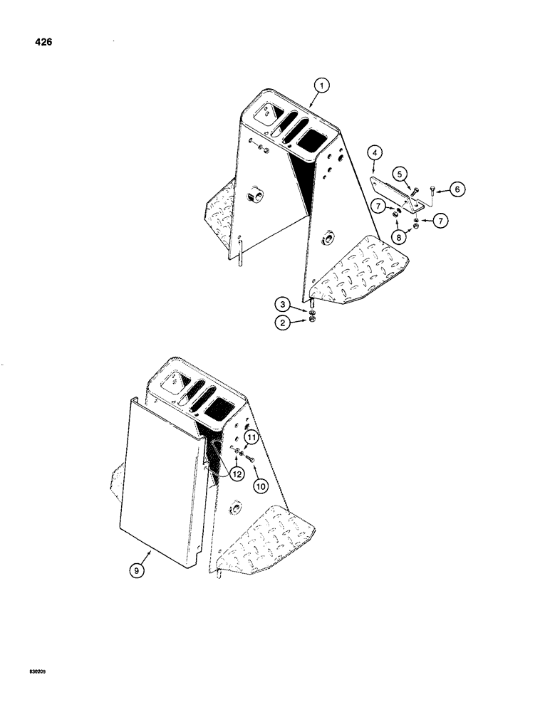 Схема запчастей Case 480C - (426) - BACKHOE CONTROLS TOWER WITH HAND SWING, CONSOLE (84) - BOOMS, DIPPERS & BUCKETS