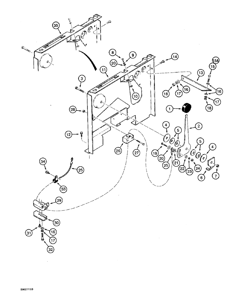 Схема запчастей Case 590 - (3-06) - THROTTLE CONTROL LINKAGE, HAND CONTROL (03) - FUEL SYSTEM
